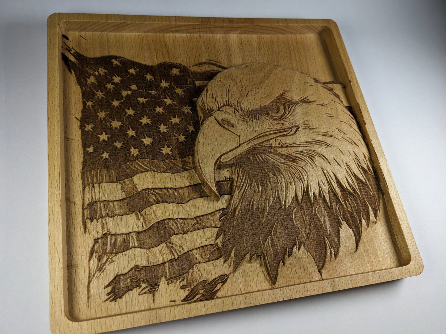 American flag and Eagle side view