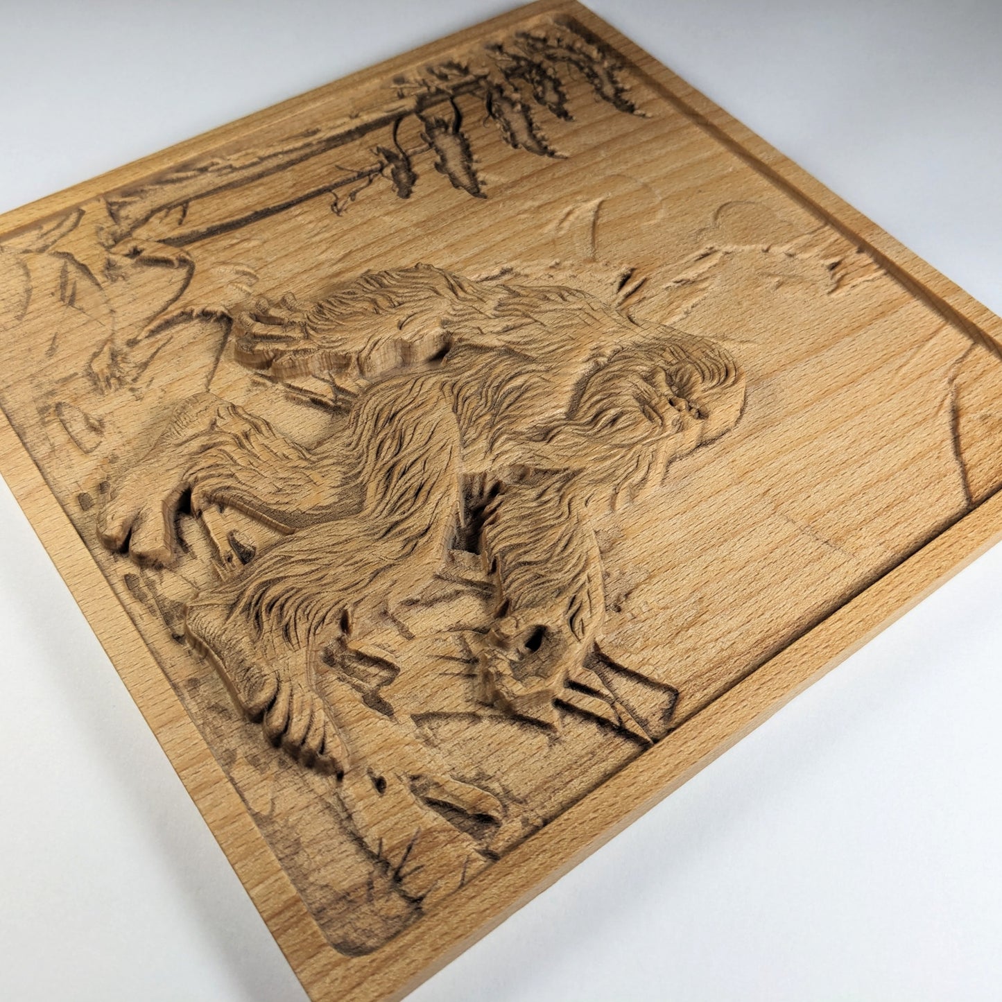 Bigfoot 3D Wood Wall Art – Rustic Beech Relief – Nature Decor – Made in USA – Personalized