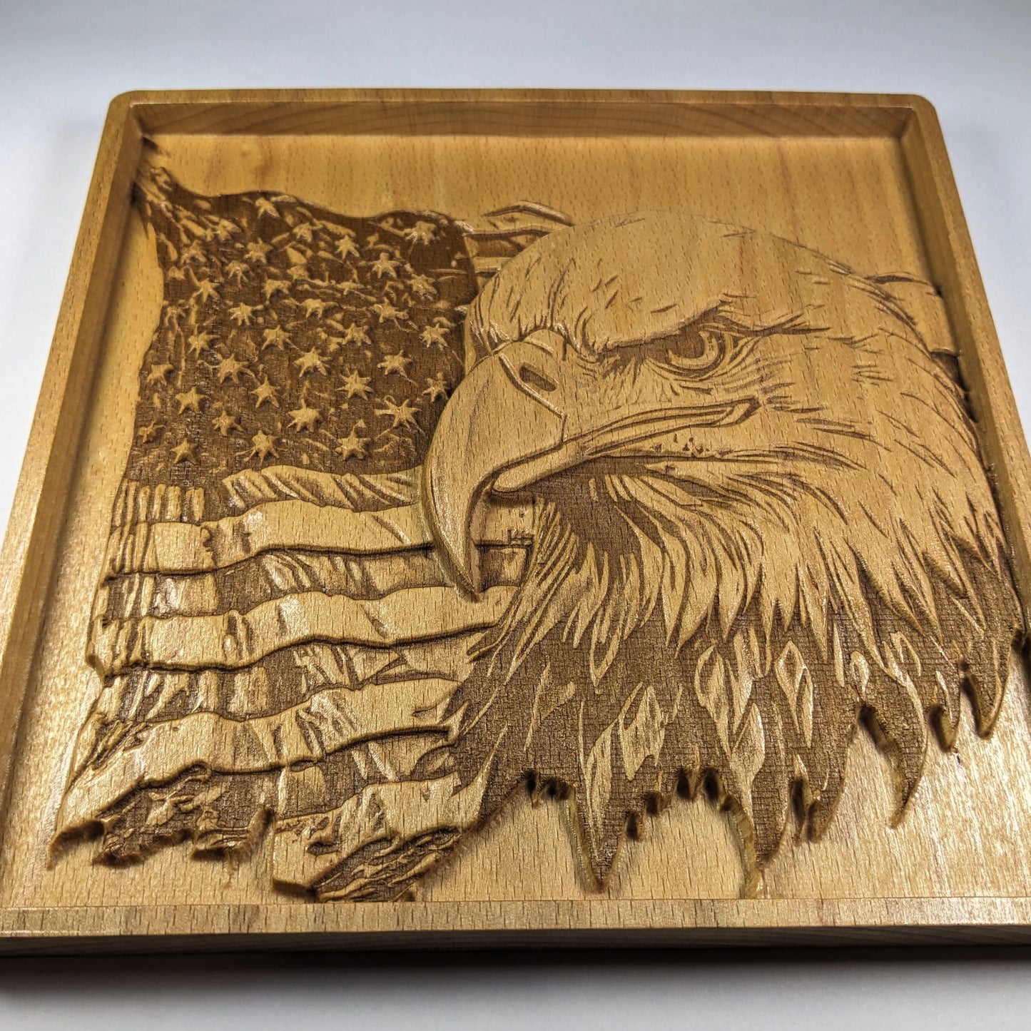 American Eagle Wall Art – 3D Wood Carving – Patriotic Decor – Veteran Gift – Made in USA
