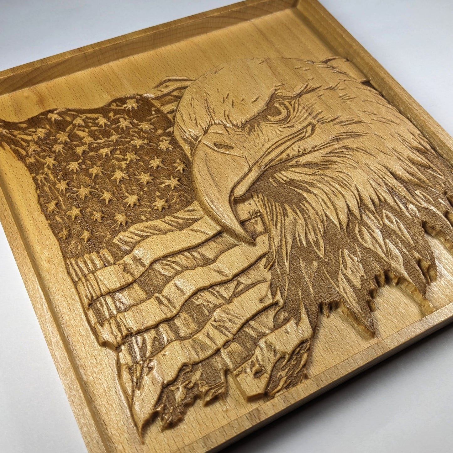 American Eagle Wall Art – 3D Wood Carving – Patriotic Decor – Veteran Gift – Made in USA