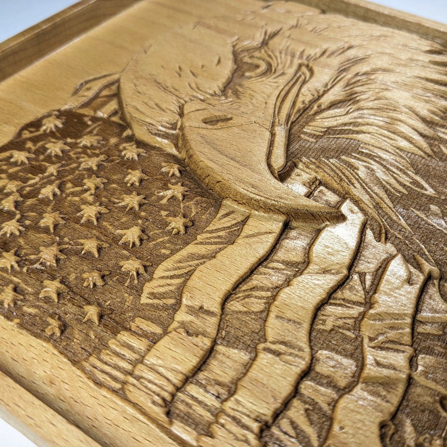 American Eagle Wall Art – 3D Wood Carving – Patriotic Decor – Veteran Gift – Made in USA