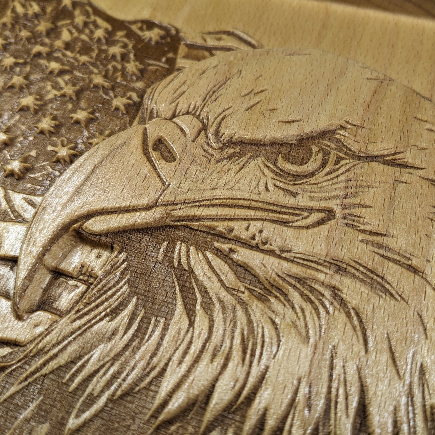 American Eagle Wall Art – 3D Wood Carving – Patriotic Decor – Veteran Gift – Made in USA