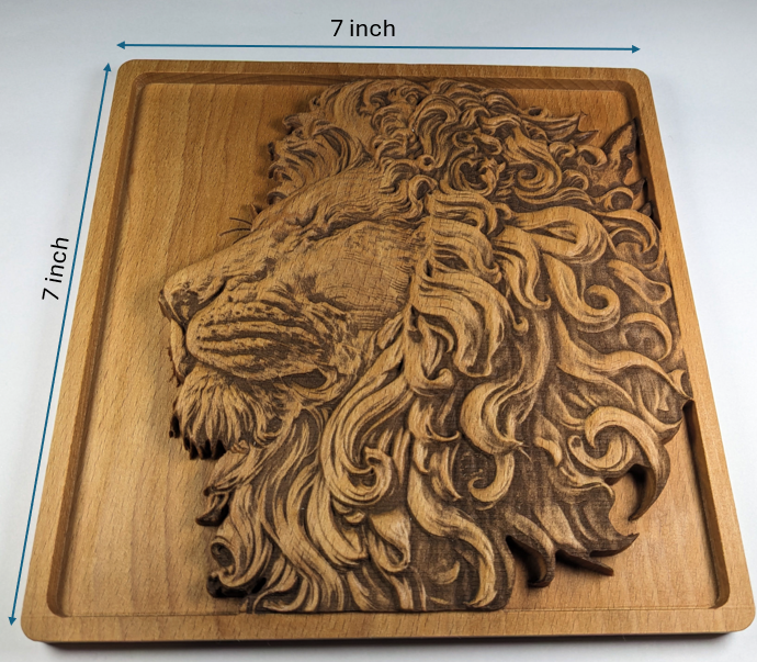Majestic Lion Head 3D Wood Wall Art – Handmade Beech Relief – Nature-Inspired Home Decor – Made in USA