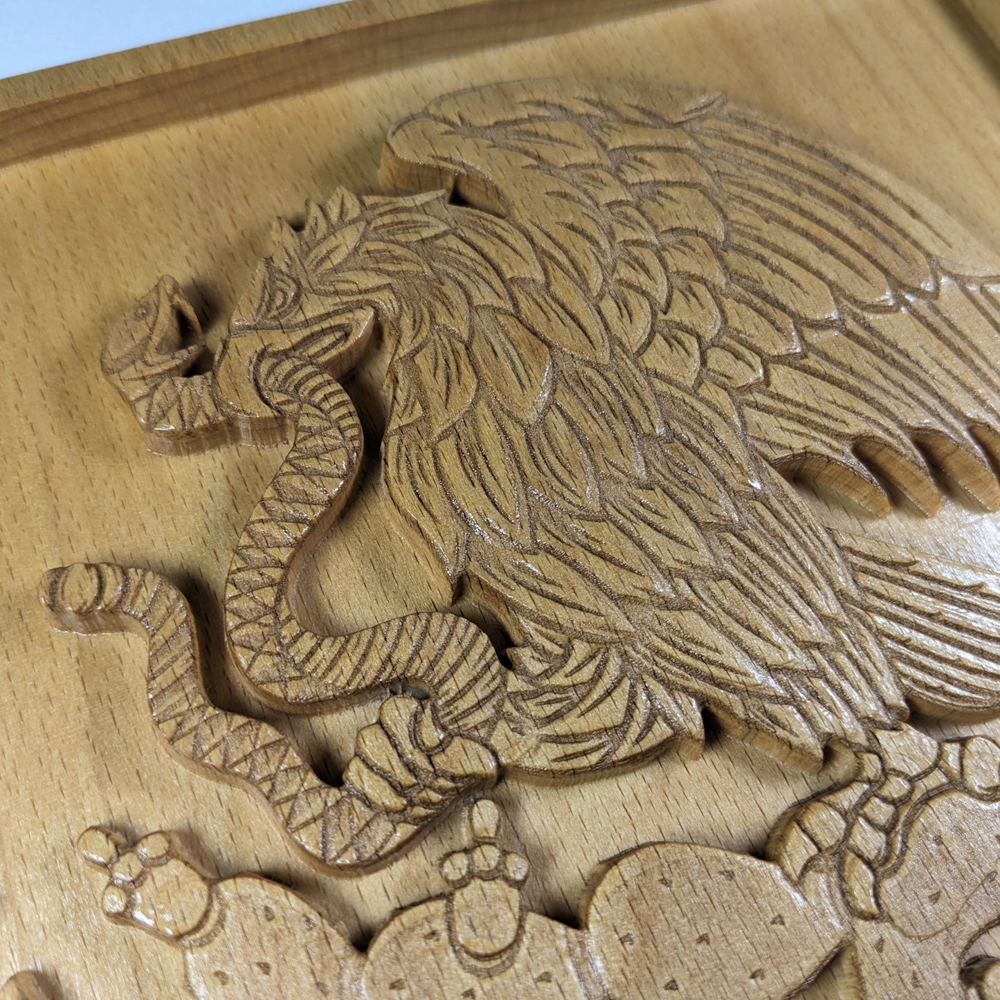 Mexican Coat of Arms 3D Wall Art – Engraved Wood Carving – Heritage Home Decor – Made in USA – Personalized Gift