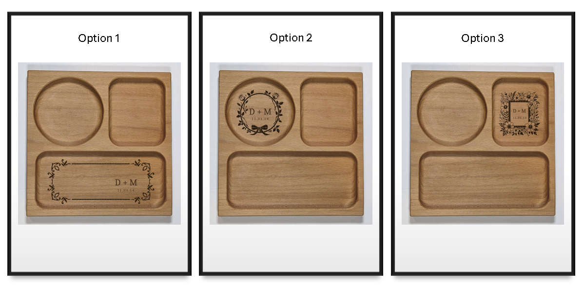 Personalized Natural Wood Nightstand Tray Valentine's Day Gift Organization Tray Engraved Anniversary Present