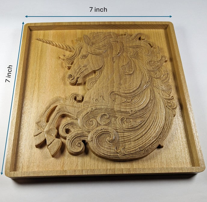 Unicorn 3D Wood Wall Art – Fantasy Nursery Decor – Handcrafted Beech Plaque – Made in USA