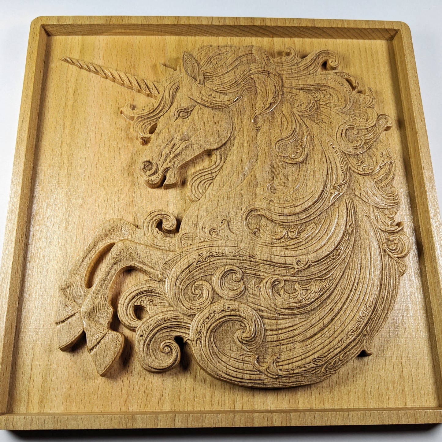 Unicorn 3D Wood Wall Art – Fantasy Nursery Decor – Handcrafted Beech Plaque – Made in USA