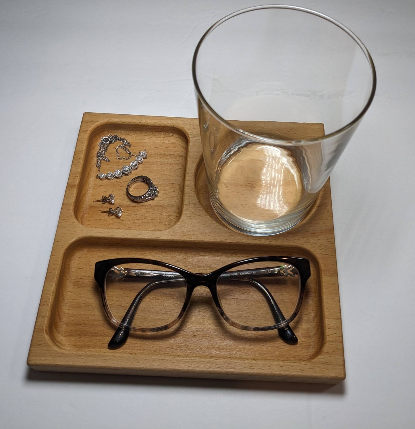 Personalized Natural Wood Nightstand Tray Valentine's Day Gift Organization Tray Engraved Anniversary Present