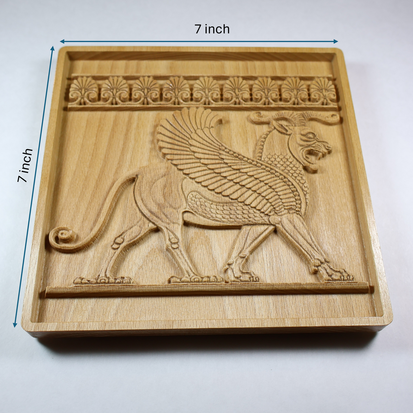 Achaemenid Winged Lion Wood Relief, Persepolis Persian Griffin Wall Art