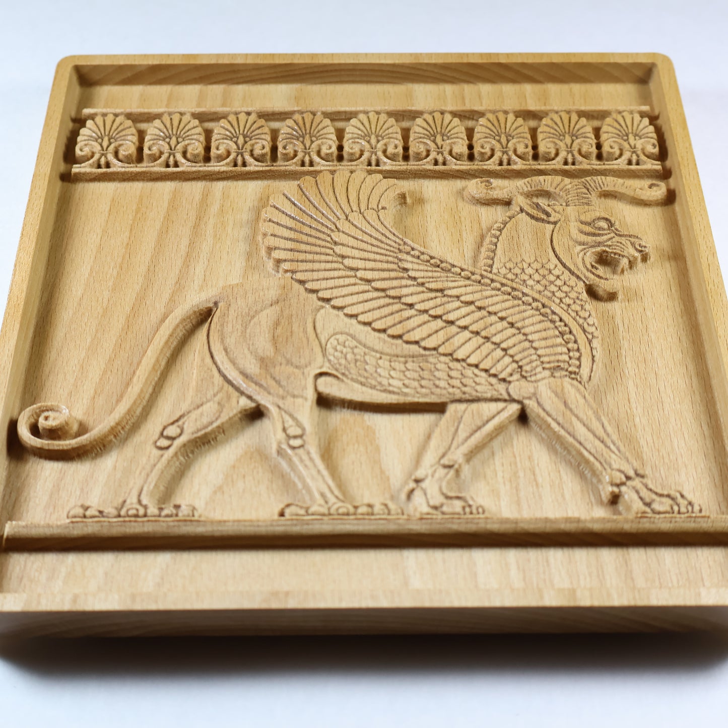 Achaemenid Winged Lion Wood Relief, Persepolis Persian Griffin Wall Art
