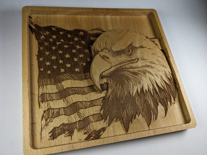 American flag and Eagle side view