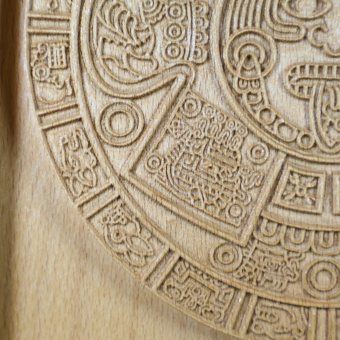 Aztec Sun Stone Wood Relief, Tonatiuh Medallion Wall Art, Carved Decor