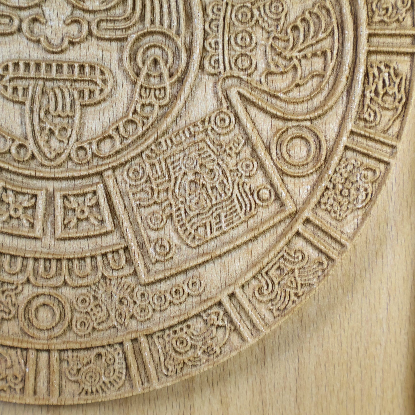 Aztec Sun Stone Wood Relief, Tonatiuh Medallion Wall Art, Carved Decor