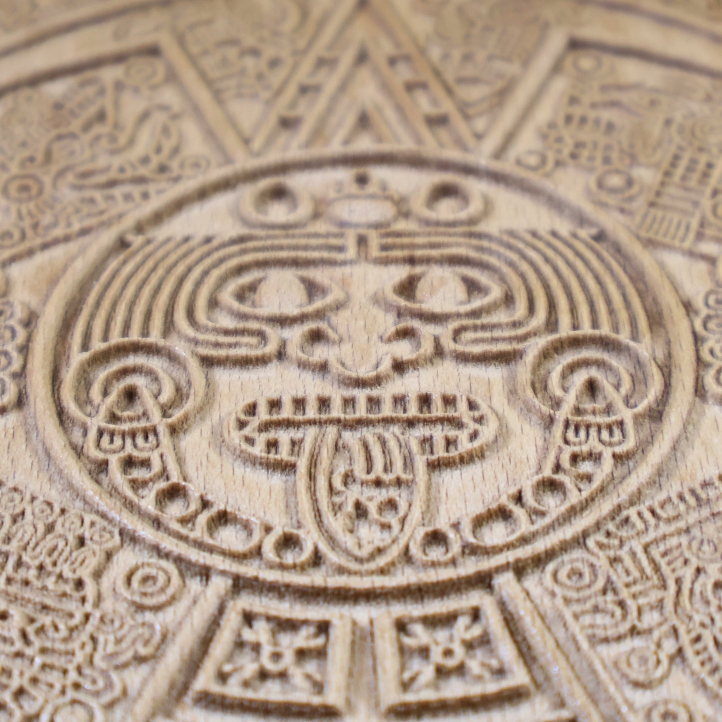 Aztec Sun Stone Wood Relief, Tonatiuh Medallion Wall Art, Carved Decor