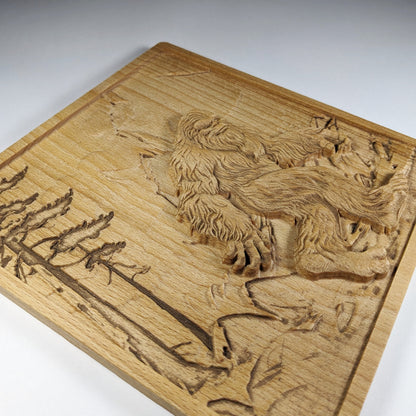 Bigfoot 3D Wood Wall Art – Rustic Beech Relief – Nature Decor – Made in USA – Personalized