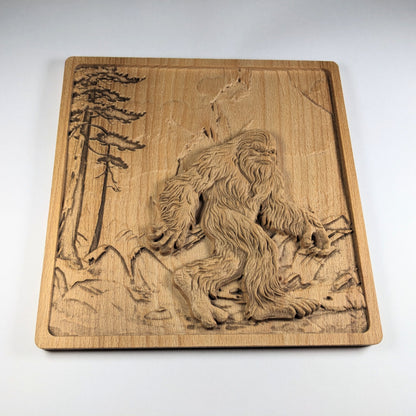 Bigfoot 3D Wood Wall Art – Rustic Beech Relief – Nature Decor – Made in USA – Personalized