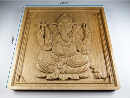 Ganesha Wood Relief, Carved Indian Wall Art, New Home Gift