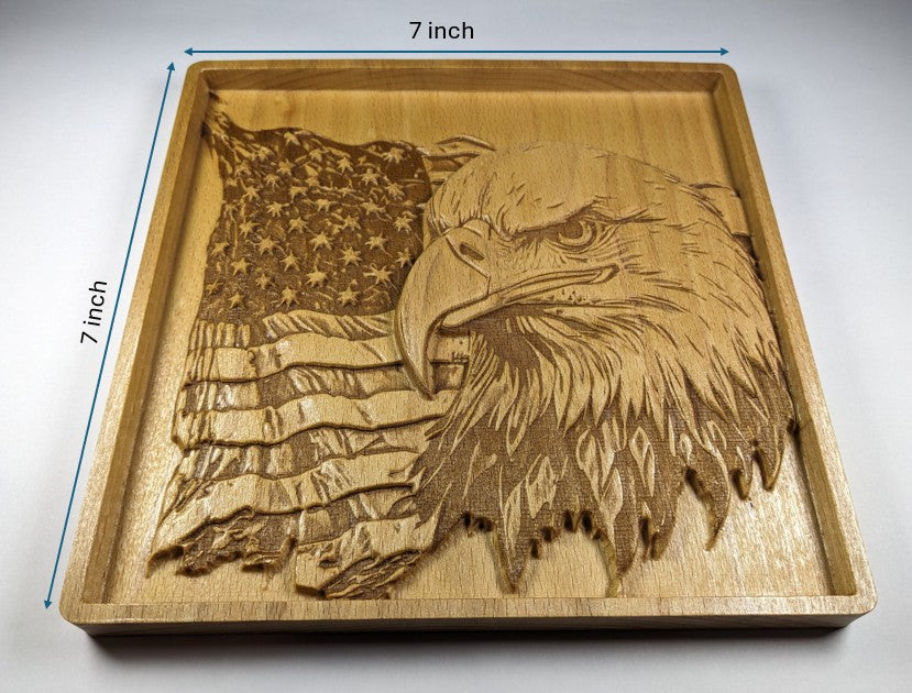 American Eagle Wall Art – 3D Wood Carving – Patriotic Decor – Veteran Gift – Made in USA