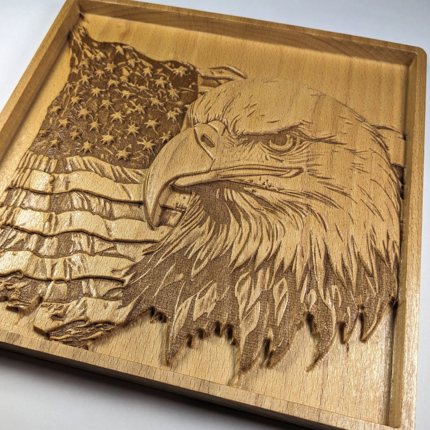 American Eagle Wall Art – 3D Wood Carving – Patriotic Decor – Veteran Gift – Made in USA