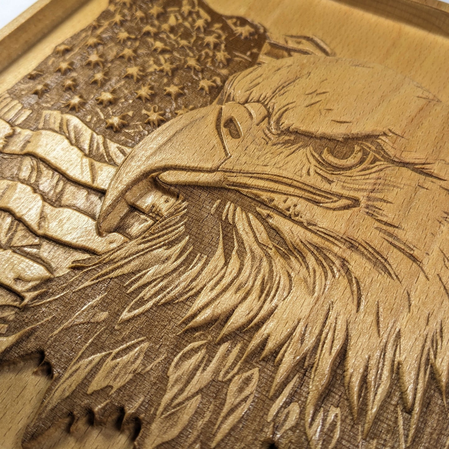 American Eagle Wall Art – 3D Wood Carving – Patriotic Decor – Veteran Gift – Made in USA