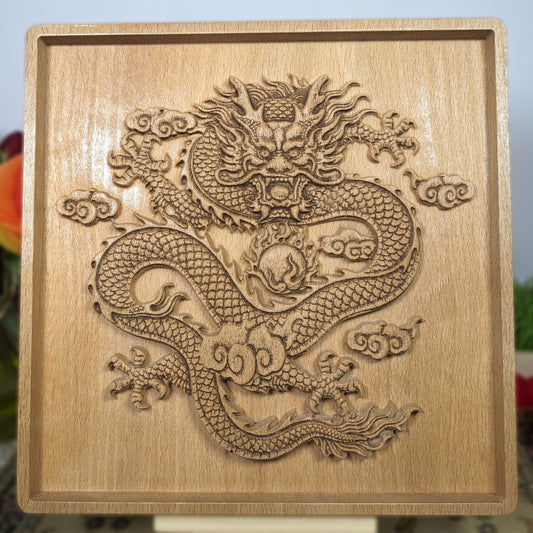 Imperial Five Clawed Dragon Wood Relief – Chinese Emperor Symbol