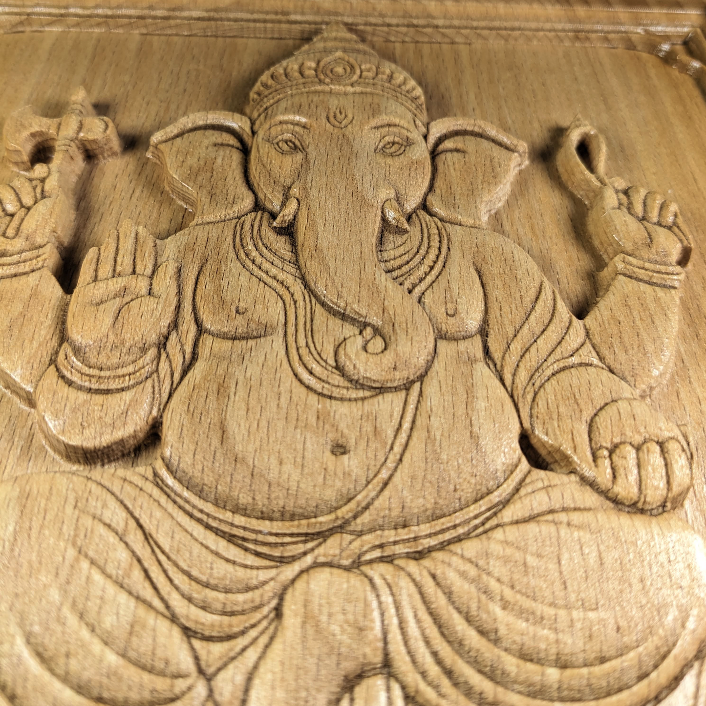 Ganesha Wood Relief, Carved Indian Wall Art, New Home Gift