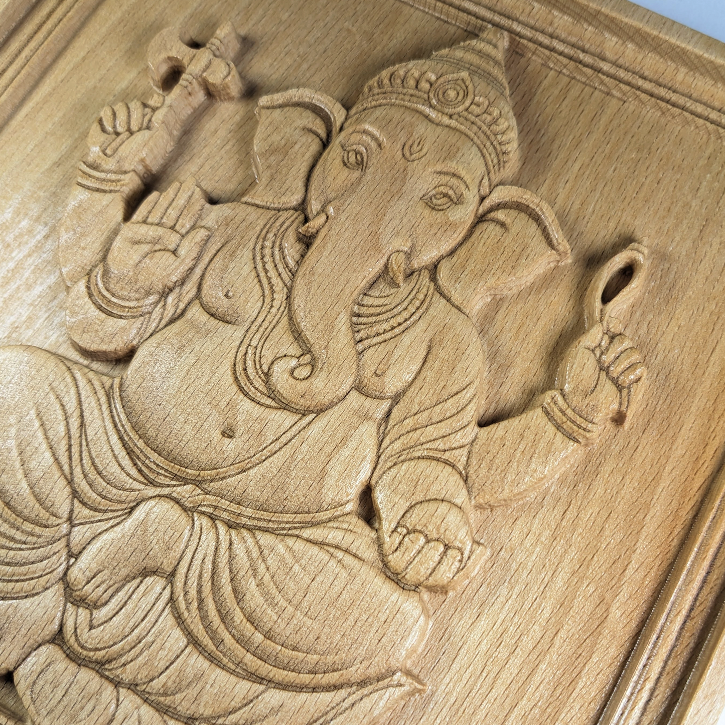 Ganesha Wood Relief, Carved Indian Wall Art, New Home Gift