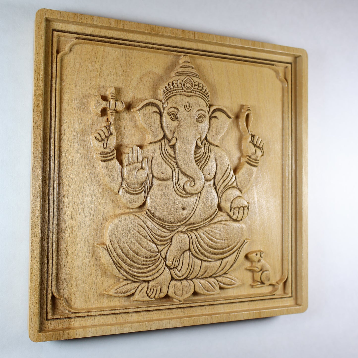 Ganesha Wood Relief, Carved Indian Wall Art, New Home Gift