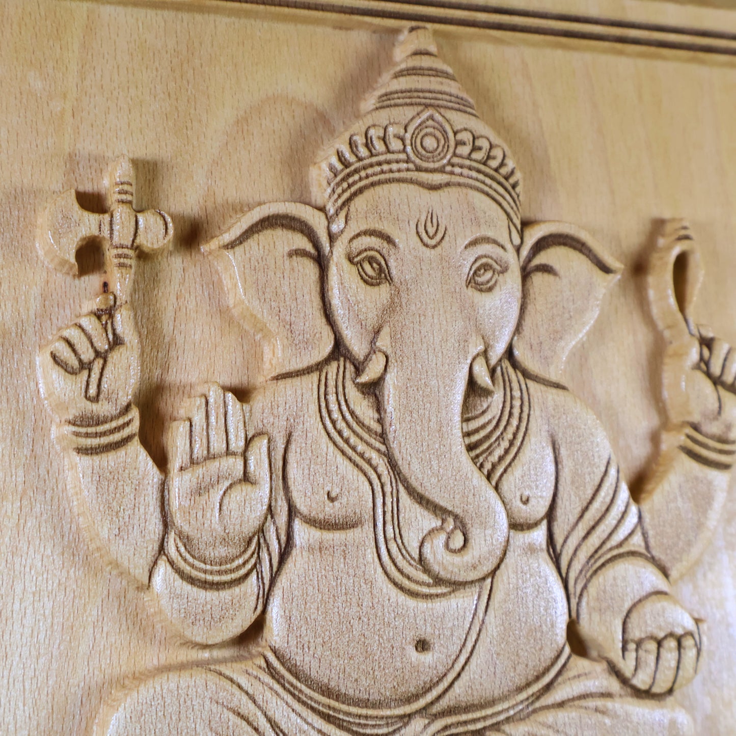 Ganesha Wood Relief, Carved Indian Wall Art, New Home Gift