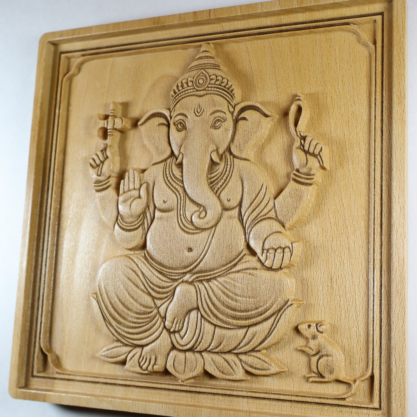Ganesha Wood Relief, Carved Indian Wall Art, New Home Gift