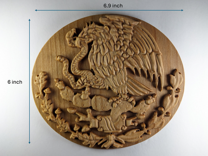 Mexican Coat of Arms 3d relief Carving wood Wall decoration Sculpture art room decor Mexican flag Mexican symbol personalized Mexican art