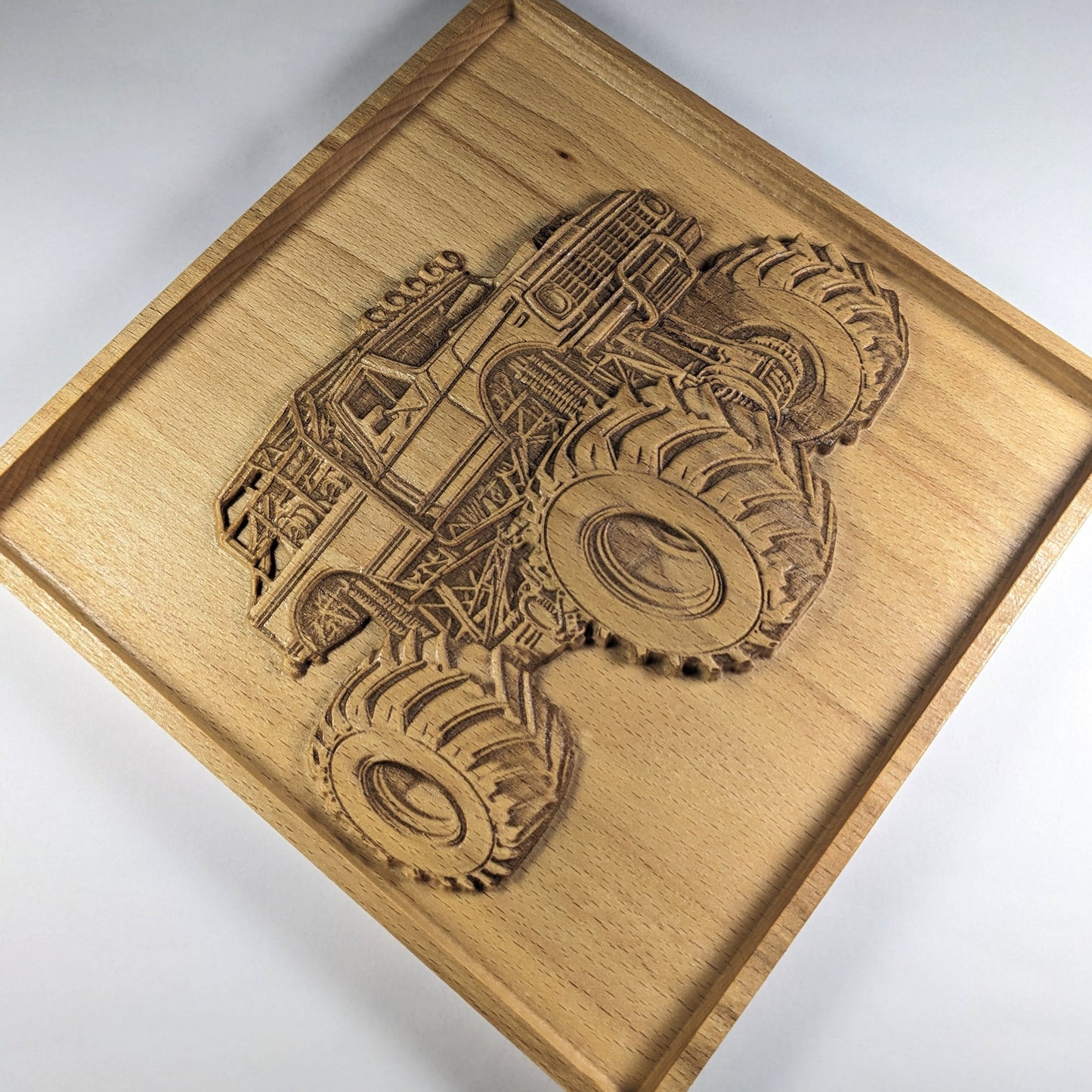 Monster Truck 3D Wooden Wall Art – Handmade Kids Room Decor – Beech Wood Carving – Made in USA
