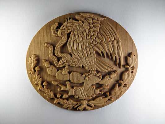 Mexican Coat of Arms 3d relief Carving wood Wall decoration Sculpture art room decor Mexican flag Mexican symbol personalized Mexican art