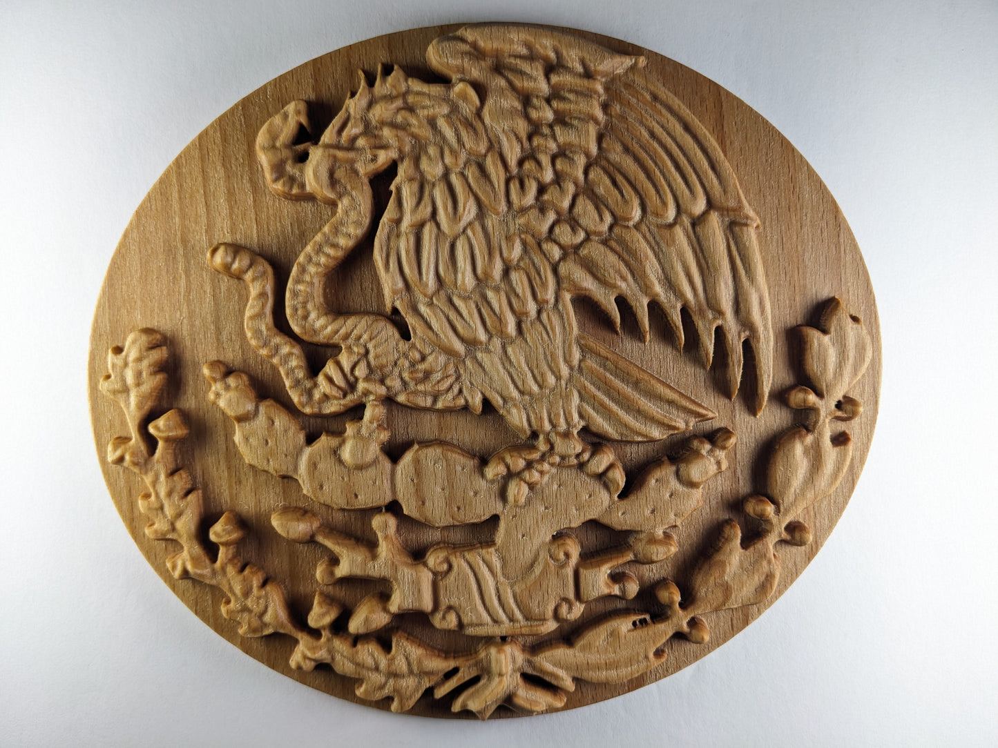 Mexican Coat of Arms 3d relief Carving wood Wall decoration Sculpture art room decor Mexican flag Mexican symbol personalized Mexican art