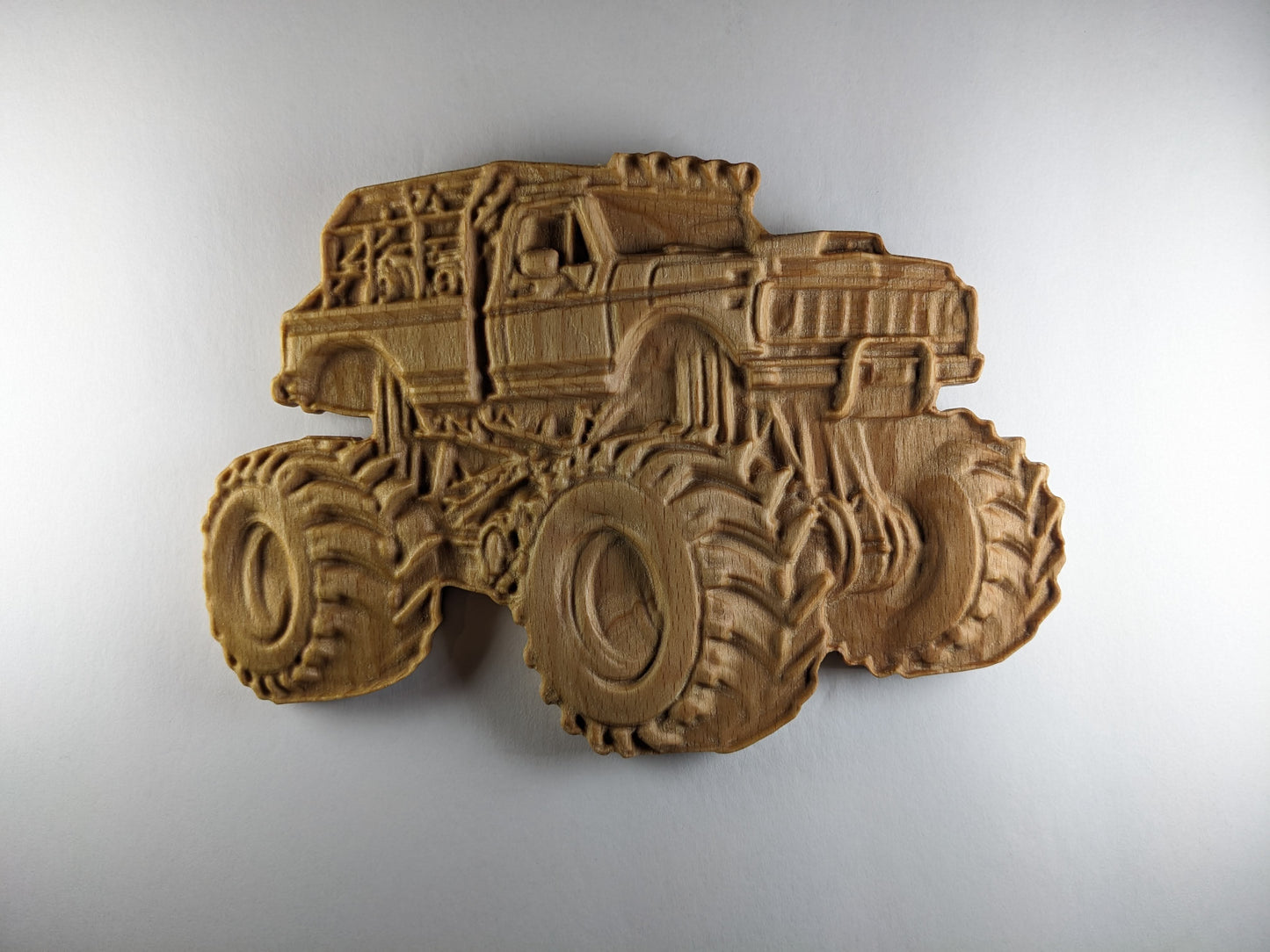 Monster Truck Carving All natural wood Nursery room gift Kid's room personalized decoration Wall decoration Sculpture art boy room decor man