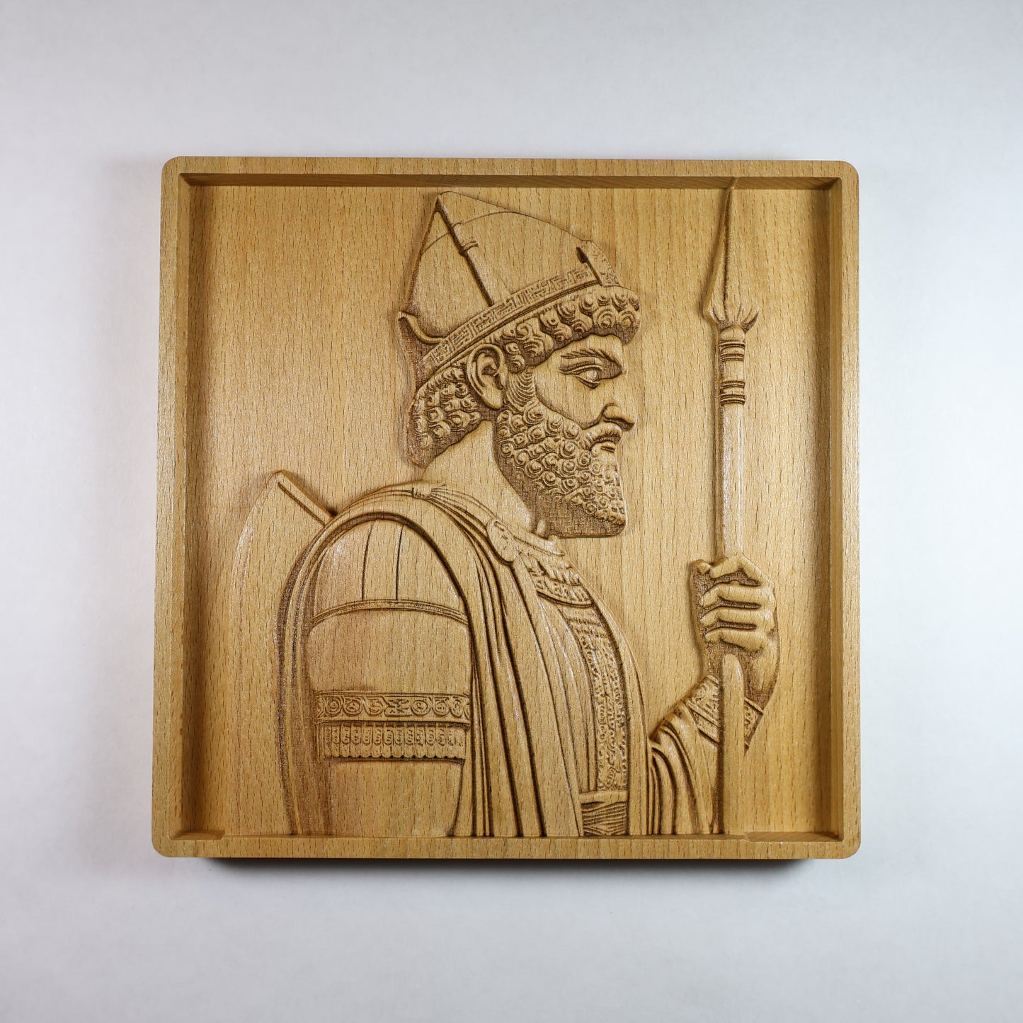 Persepolis Guard Symbol Wood Relief, Achaemenid Persian Wall Art