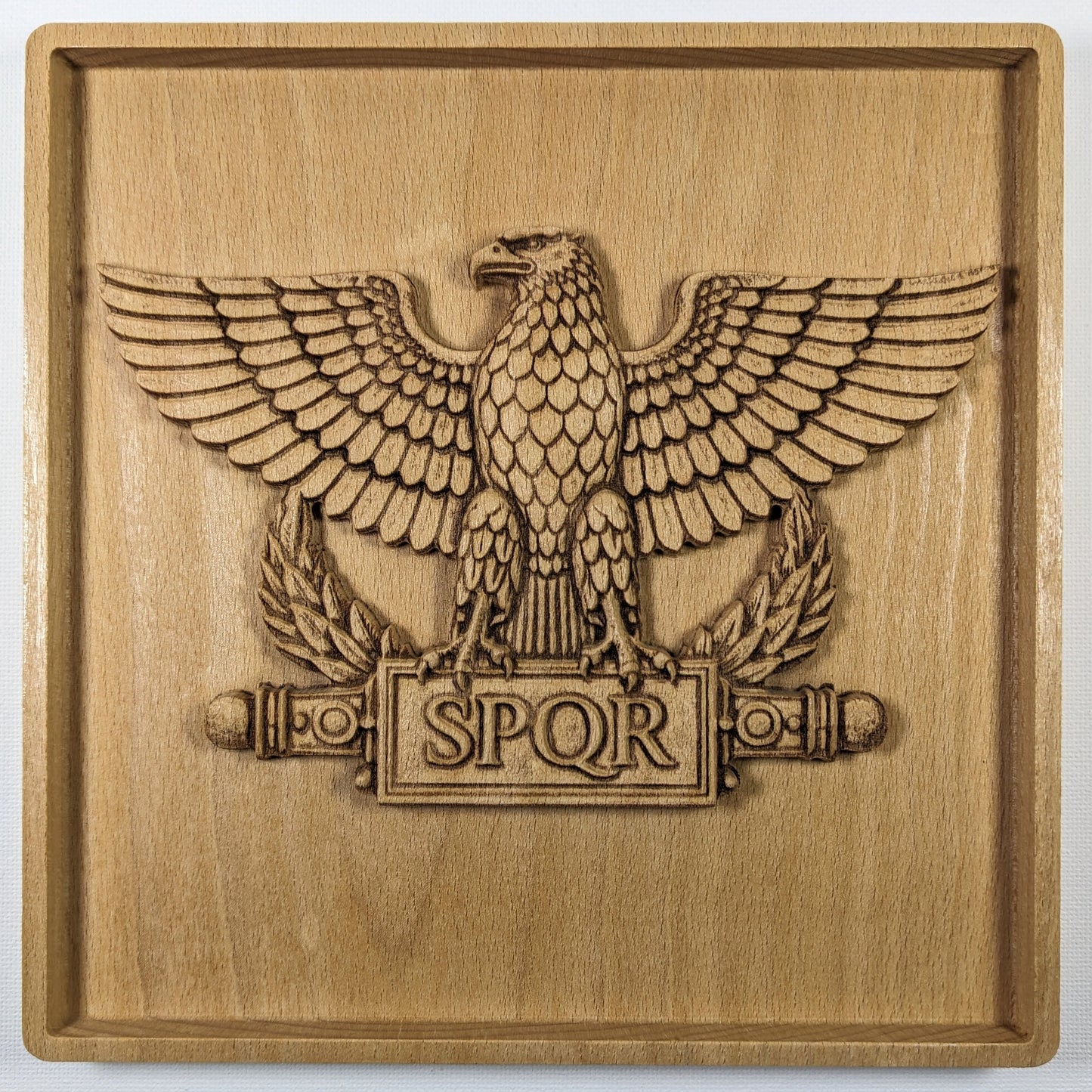 Roman Aquila Wood Relief, SPQR Eagle Standard, Ancient Roman Wall Art