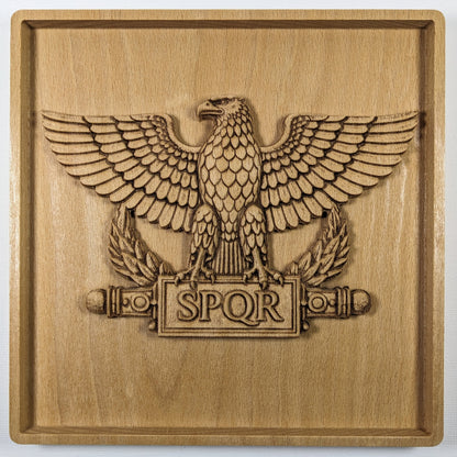 Roman Aquila Wood Relief, SPQR Eagle Standard, Ancient Roman Wall Art