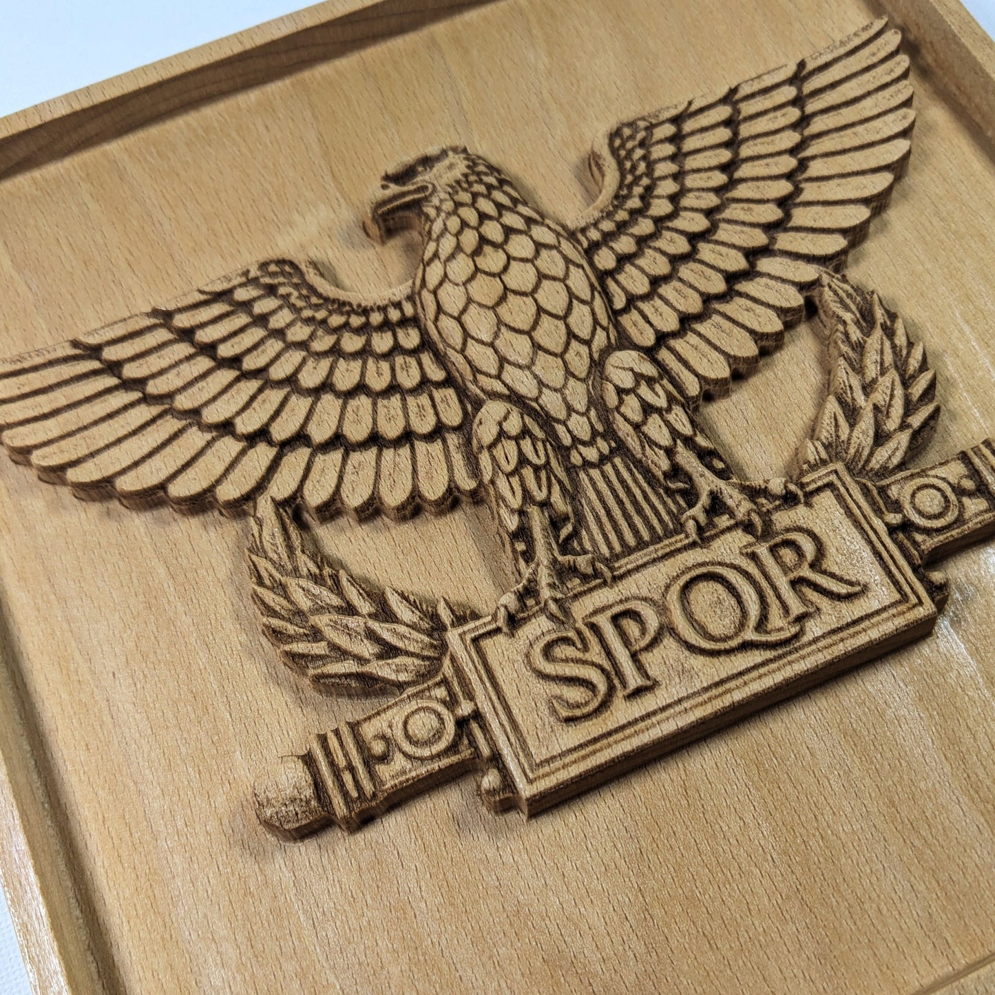 Roman Aquila Wood Relief, SPQR Eagle Standard, Ancient Roman Wall Art