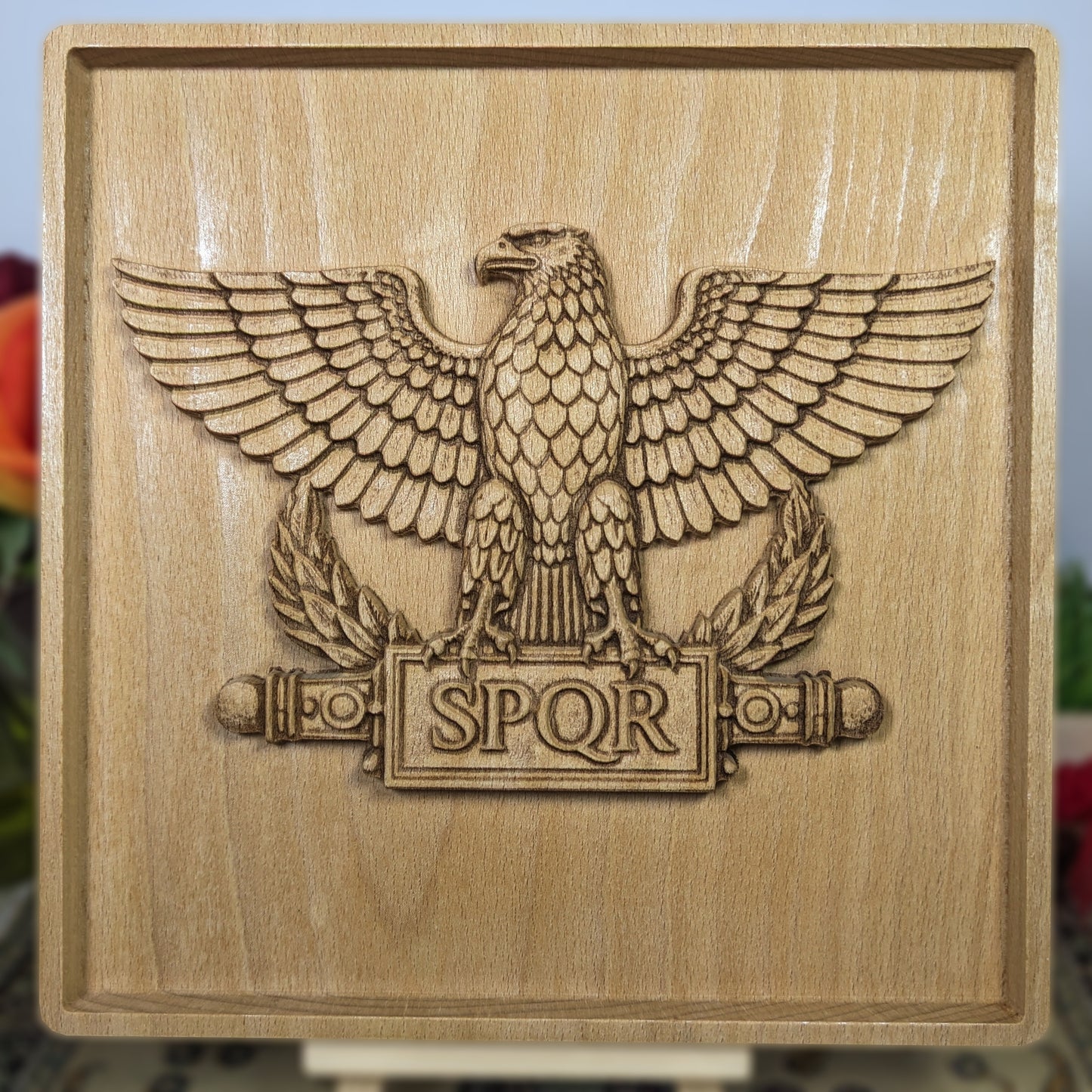 Roman Aquila Wood Relief, SPQR Eagle Standard, Ancient Roman Wall Art