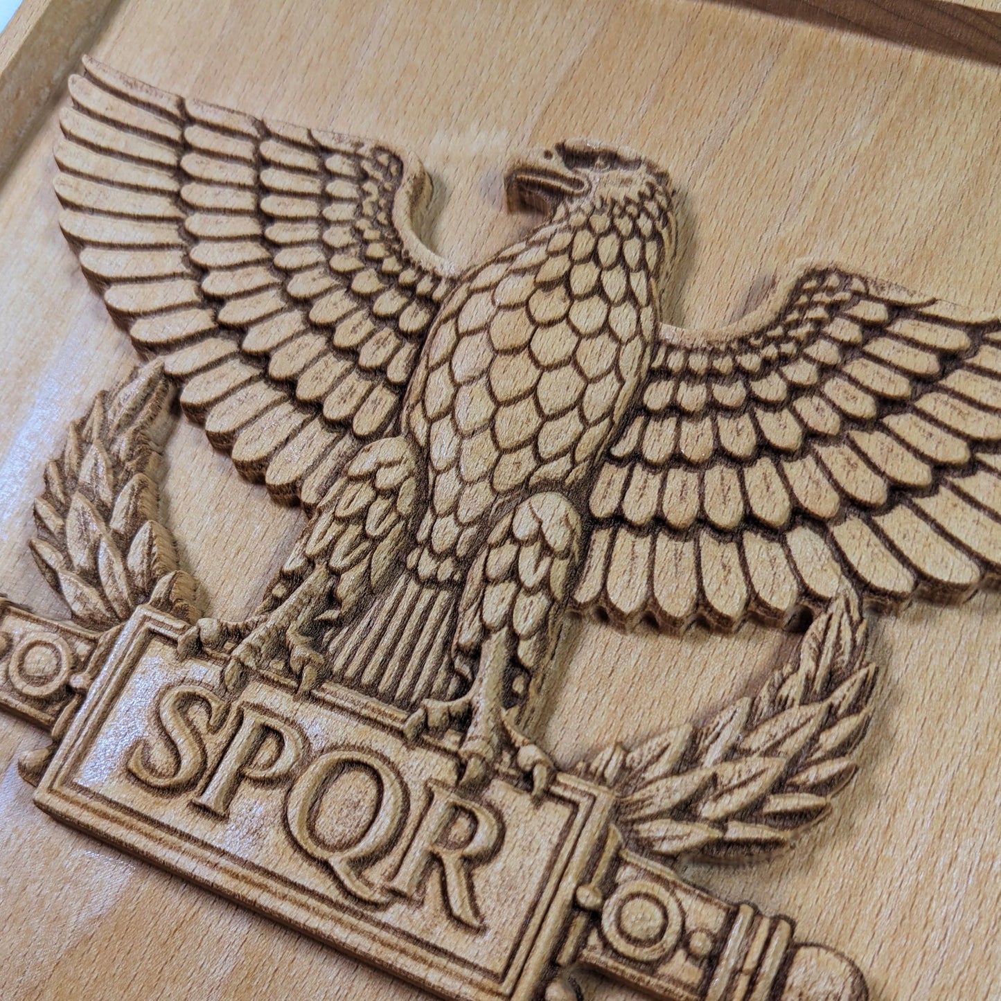 Roman Aquila Wood Relief, SPQR Eagle Standard, Ancient Roman Wall Art
