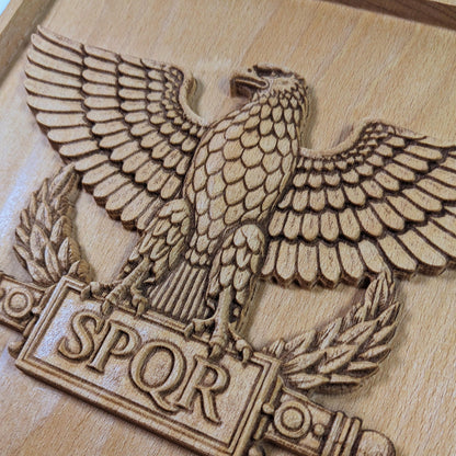 Roman Aquila Wood Relief, SPQR Eagle Standard, Ancient Roman Wall Art