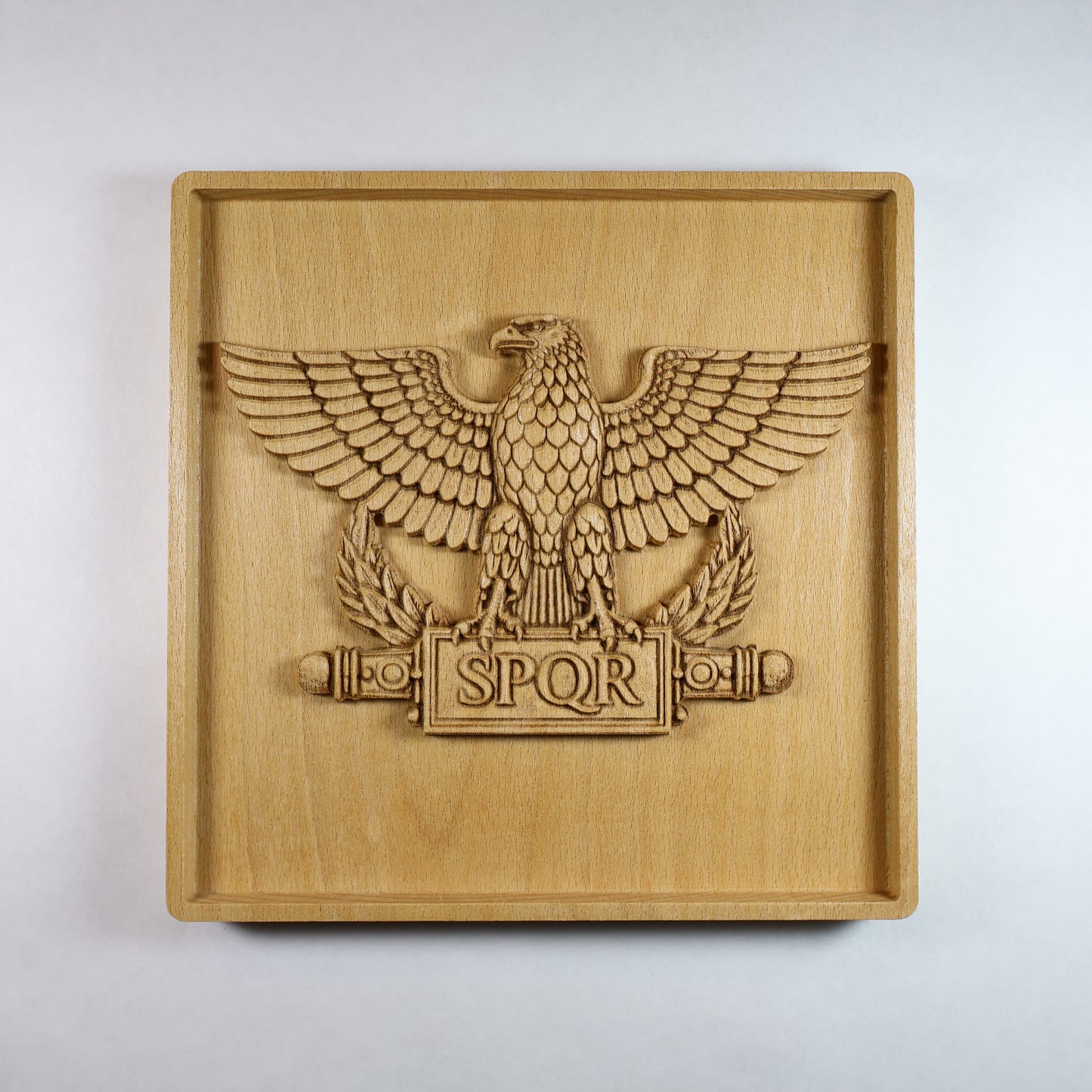 Roman Aquila Wood Relief, SPQR Eagle Standard, Ancient Roman Wall Art