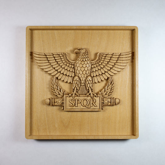 Roman Aquila Wood Relief, SPQR Eagle Standard, Ancient Roman Wall Art