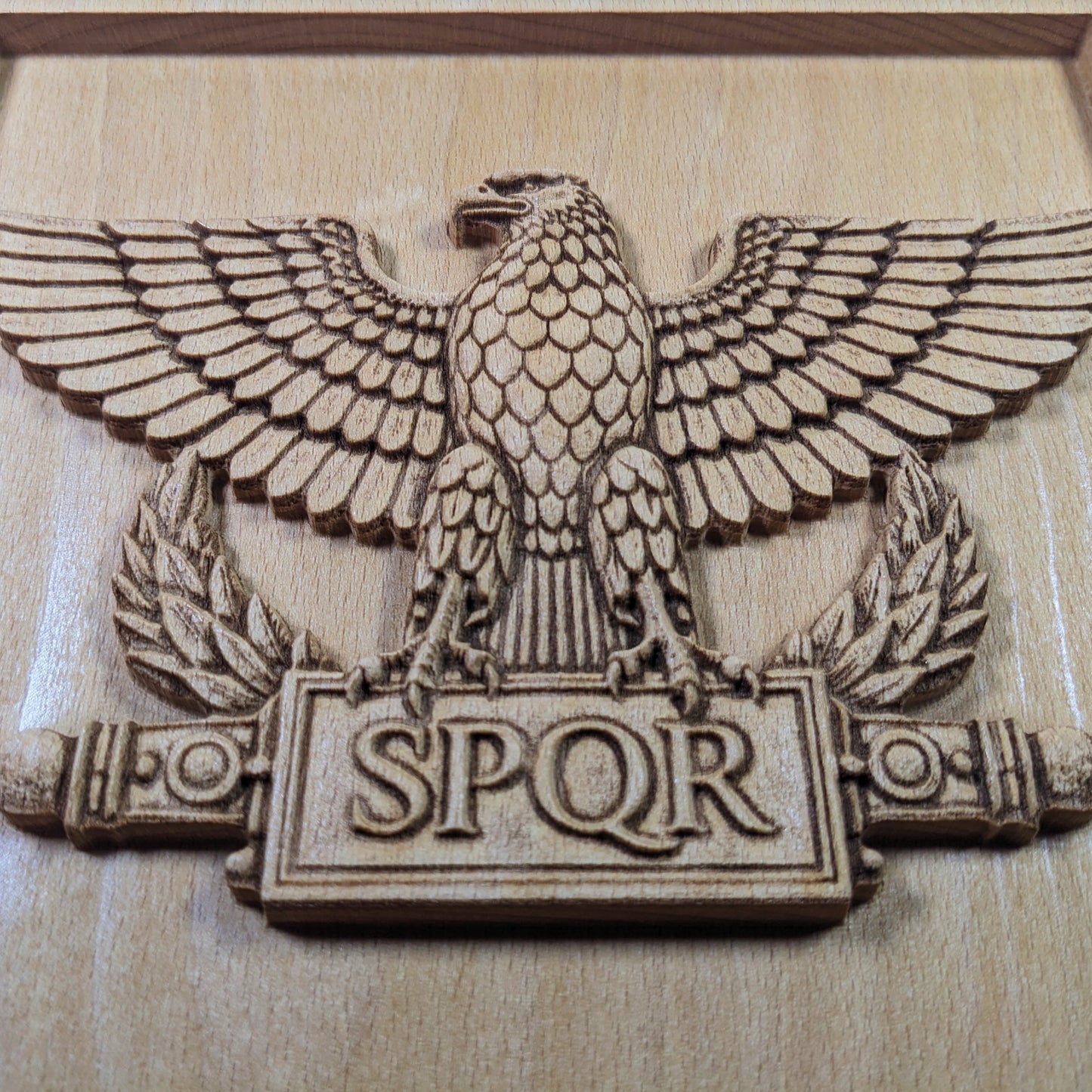 Roman Aquila Wood Relief, SPQR Eagle Standard, Ancient Roman Wall Art