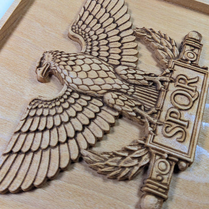 Roman Aquila Wood Relief, SPQR Eagle Standard, Ancient Roman Wall Art