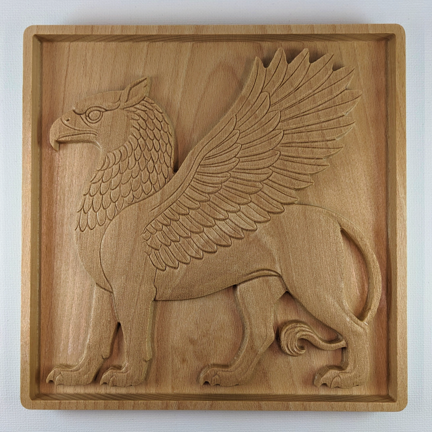 Shirdal Griffin Wood Relief, Persian Winged Lion, Ancient Guardian Art