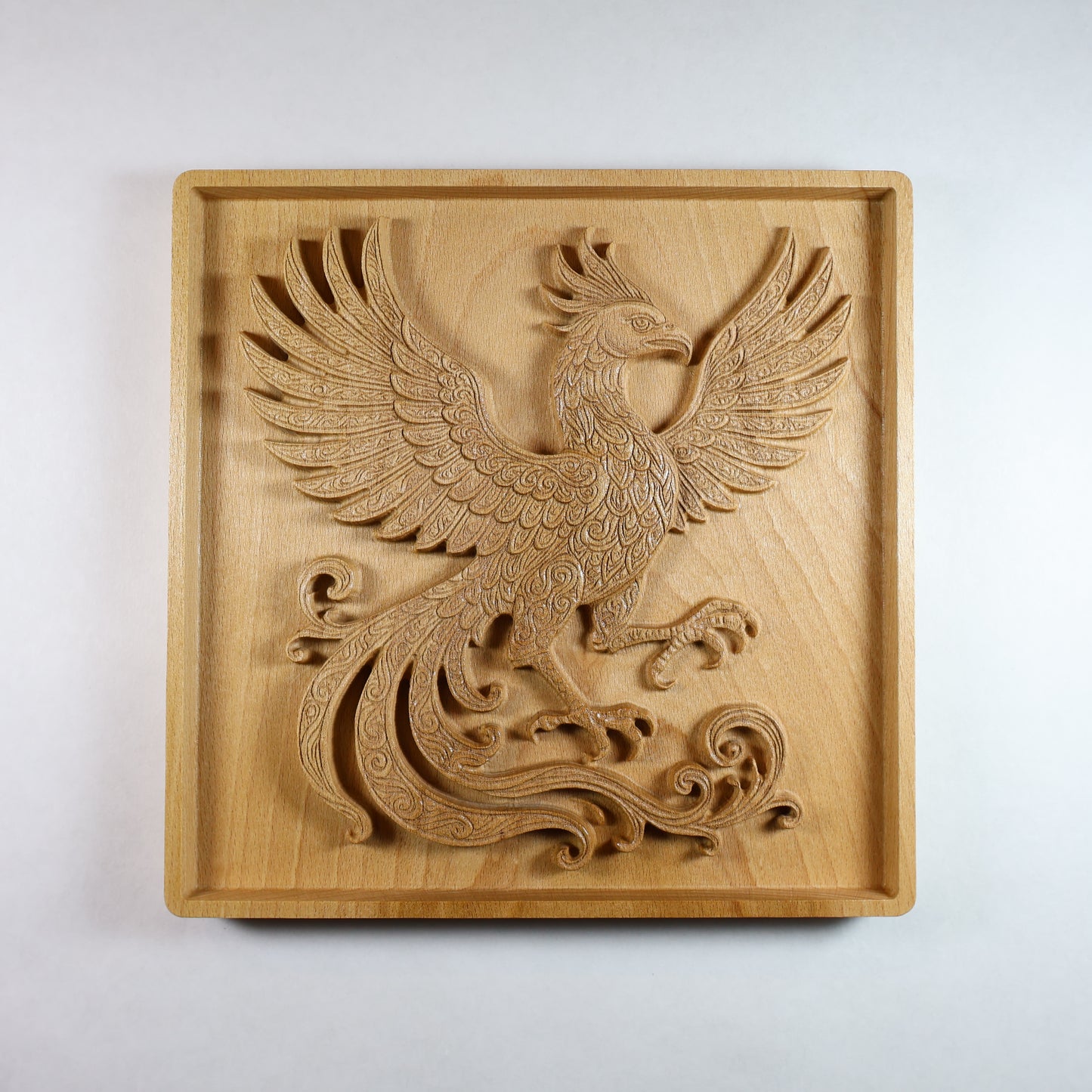 Simurgh Wood Relief, Persian Mythology Art, Mythical Bird Wall Decor