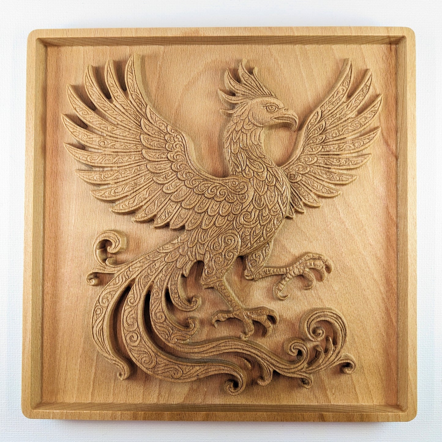 Simurgh Wood Relief, Persian Mythology Art, Mythical Bird Wall Decor