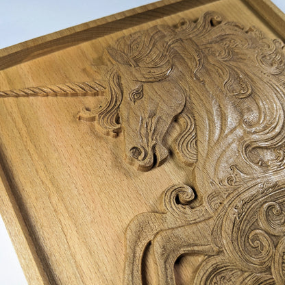 Unicorn 3D Wood Wall Art – Fantasy Nursery Decor – Handcrafted Beech Plaque – Made in USA